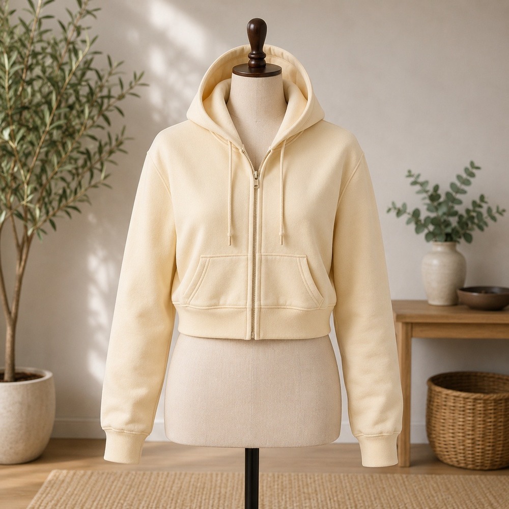 NWT BP. Cropped Zip Up Hoodie Womens XS Yellow Fleece Long Sleeve Sweatshirt‎